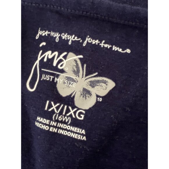 JMS Just My Size Top Blue V Neck 3 /4 Sleeve Women 1X 16W - Picture 4 of 4